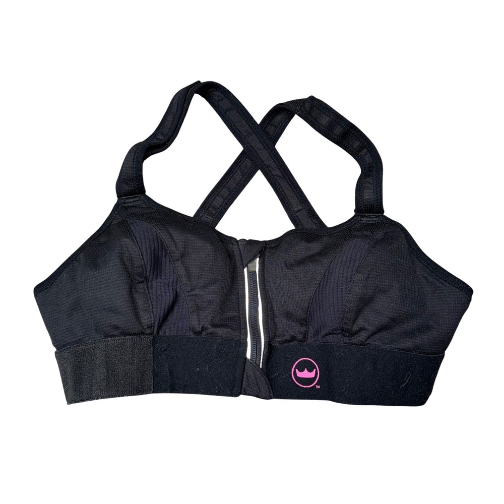 SHEFIT Black Sports Bra with Pink Logo